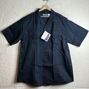 NWT Blauer Mens Dark Navy Cotton Short Sleeve Shirt Uniform Size 2XL